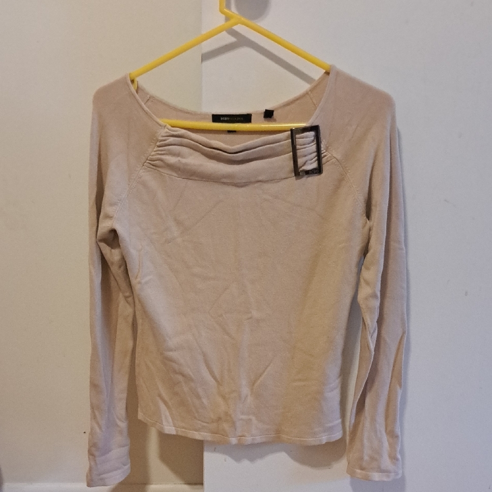 BCBGMaxAzria Soft Beige Long Sleeve Top